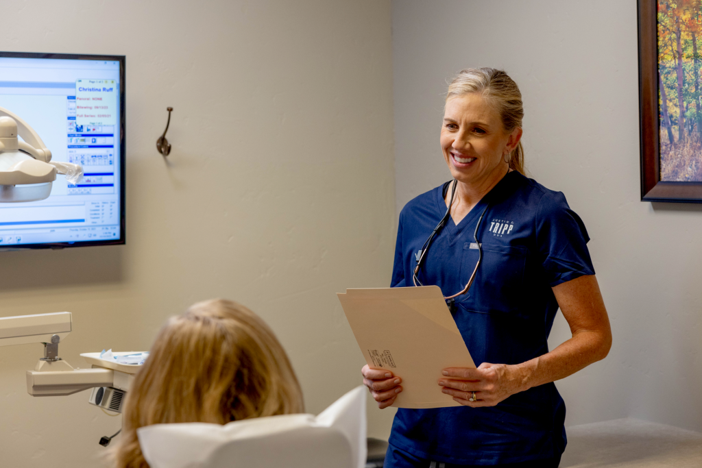 Female staff with a patient